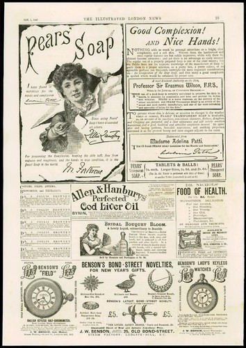 7 ADVERTISING PEARS SOAP ALLEN HANBURY BENSONS BOND STREET 1887