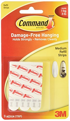 3M Command Medium Replacement Strips 9//pk