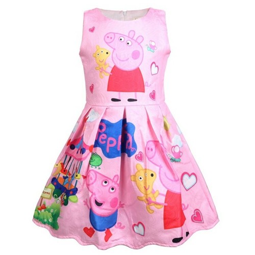 SIZE 4T NEW PEPPA PIG COLORFUL SLEEVELESS DRESS WITH ZIPPER CLOSURE