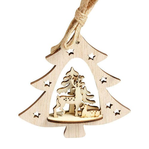Ornamente Weihnachtsmann Schneemann Baum Holz Hängen Dekor Anhänger G8Q5