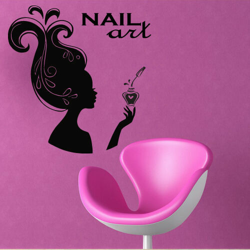 Wall Decal Girl Beauty Decor Salon Nail Art Polish Signboard Advertisement M716