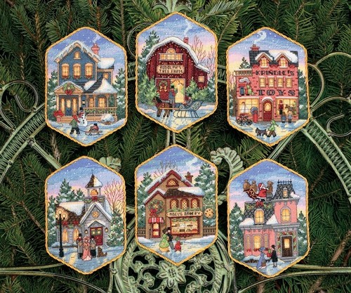 Dimensions Needlecrafts Counted Cross Stitch Christmas Village Ornaments NEW