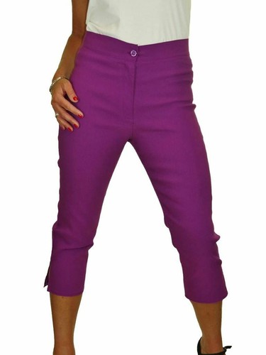 ICE Womens High Waist Skinny Stretch Pedal Pushers Cropped Trousers 8-22