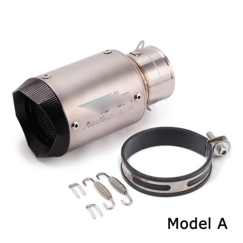60mm Universal Motorcycle Exhaust Tip Muffler Vent Pipe Short 180mm Carbon Fiber