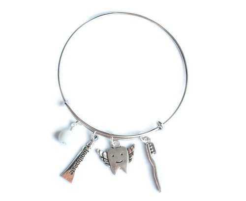 Dentist Dental Hygienist Assistant Tooth Fairy Bangle Charm Bracelet