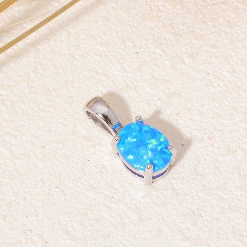 Blue White Fire Opal 925 Sterling Silver for Women Jewelry Gem Pendant SP009-10