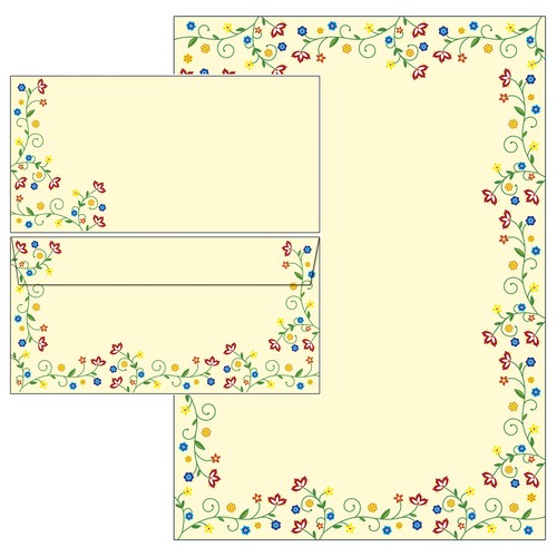 Blütenzauber Vintage gelb Blumen Blüte Briefpapier Mappe 20 Blatt A4 20 Kuverts