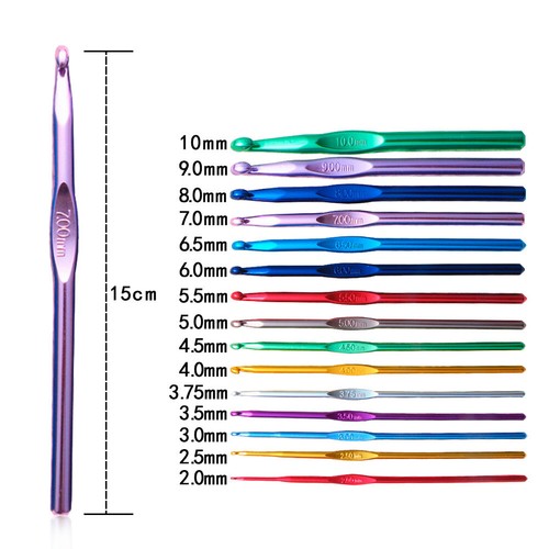 Aluminum Crochet Hooks Needles Knit Set Weave Craft Yarn Sewing Knitting Tools