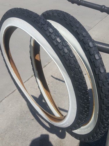 Two 26x2.125/" Big brick WHITE WALL Beach cruiser BIKE BICYCLE Duro TIRES