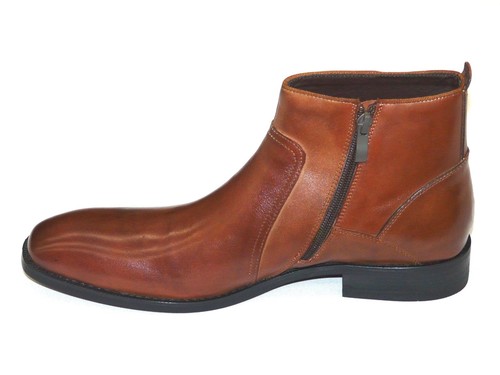 Kenneth Cole Men/'s Zipper Dressy Boot Leather Plain Toe Crisis Averted Tan Brown