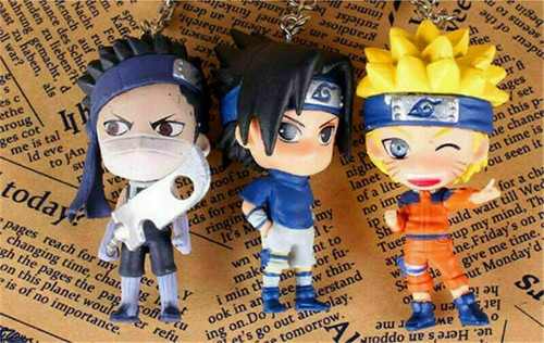 6pcs//set Naruto Shippuden Keychains Anime Keyring Pendant PVC Figure Toy Gift