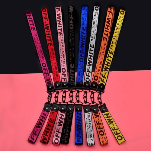 2019 Large Off White Industrial Belt Key Ring Keychain Nylon Strap Lanyard Long