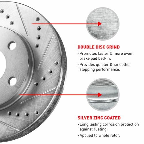 For 2015-2017 Honda Odyssey Front eLine Drill Slot Brake Rotors+Ceramic Pads