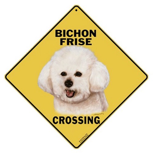 Bichon Frise Dog Metal Crossing Sign 16 1//2/" x 16 1//2/" Diamond shape Made in USA
