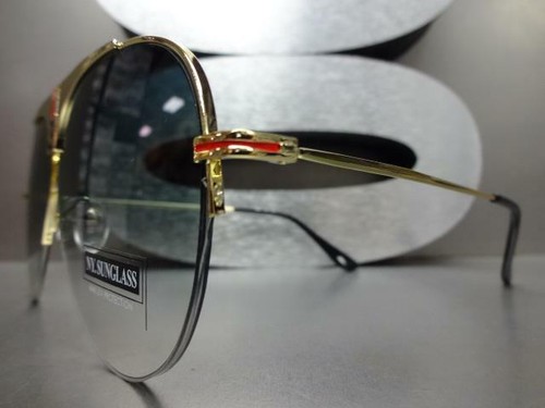 OVERSIZED Classic Luxury Designer RETRO Style SUN GLASSES Gold Frame Green Lens