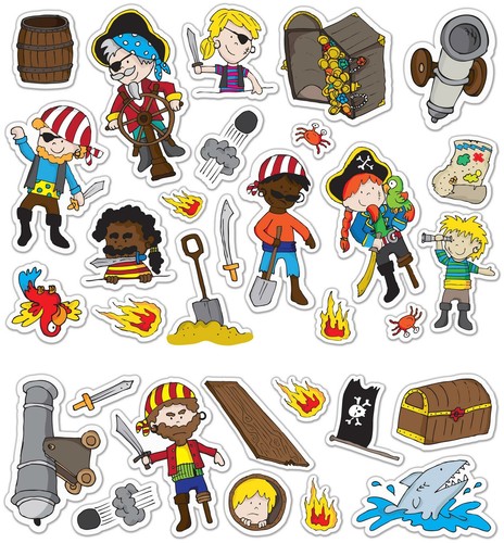Fiesta Crafts STICKABOUTS PIRATES Reusable Sticker Toy BN