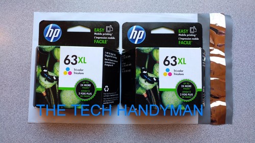 RETAIL BOX for OFFICEJET 3830 3831 3833 2-PACK HP GENUINE 63XL Tri-Color Ink