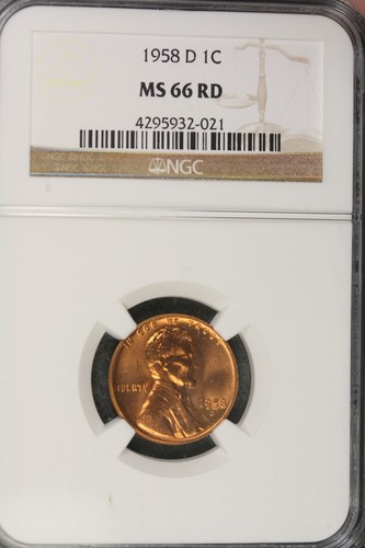 1958-D NGC MS66 RED Lincoln Wheat Cent! #HT