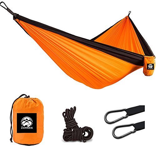Orange ▶▶▶ Camping Hanging Double Person Travel Hammock With Steel Carabiners