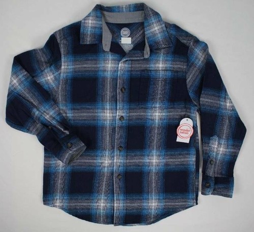 Boys Flannel Shirt Size 8 Medium Top Long Sleeve Button Up School Clothes Plaid