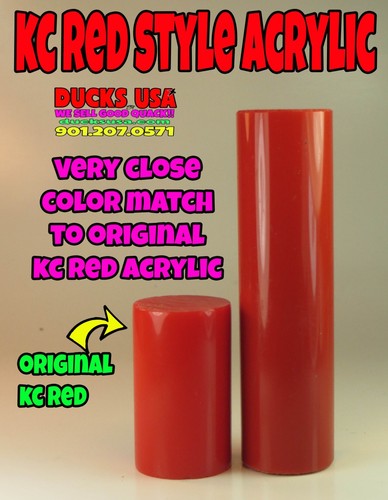Duck Call Acrylic Insert Blank KC RED Style 4/" x 1.125/" OD Solid Turning Blank