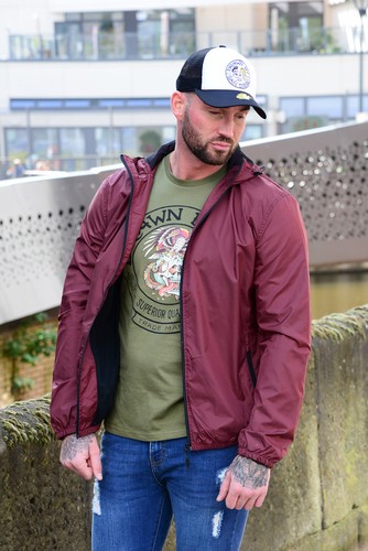 Mens Loyalty Lightweight Designer Hooded Zip Up Coat Branded Elastic Hem Jacket
