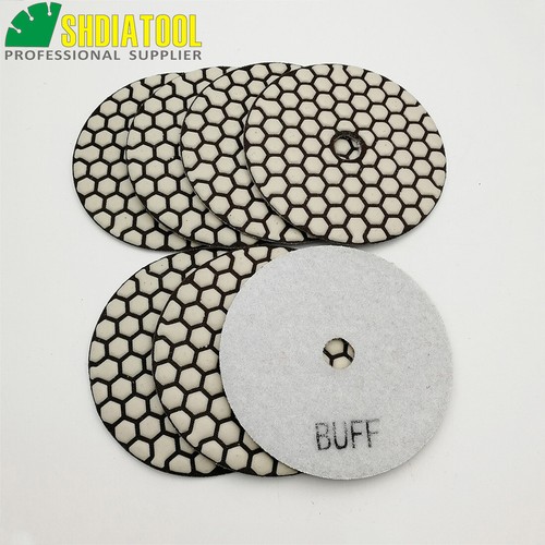7pcs//pk 100mm 4/" White Buff Diamond Dry Polishing Pad Disc Granite Marble Tile