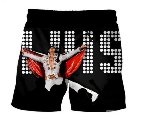 Summer men/'s beach shorts Singer Elvis Presley 3D printed fashion fitness pants