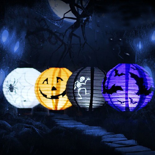 LED Paper Pumpkin Latern Spider Hanging Light Lamp Halloween Party Decoration