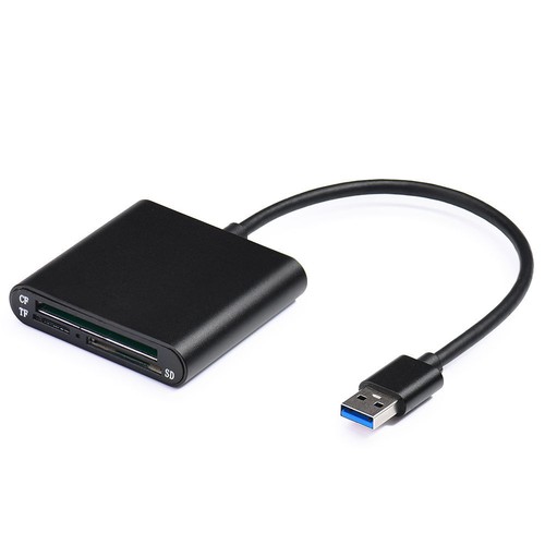 Multi-in-1 Aluminum USB 3.0 CF//SD//TF Micro SD//SDMD//MMC Memory Card Reader Black