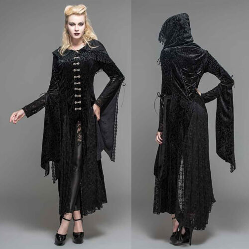 Devil Fashion Witchy Jezebel Kleid Mantel Nugoth Gothic Kapuze Jacket Dress T044