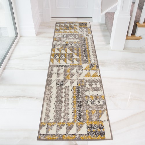 Ocre jaune Tribal Tapis Géométrique Aztèque Hall coureurs Patchwork Salon Tapis