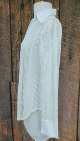 NWOT For Love & Lemons Skivvies Sheer Mesh Blouse Womens M White LS Top