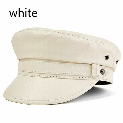 Hommes de peau de mouton cuir militaire casquette marin breton Fiddler sailor Vintage