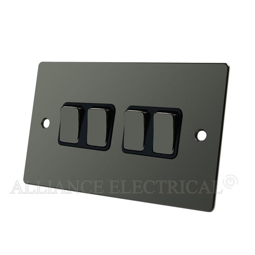 Full Range Flat Plate Black Nickel Light Switch Socket Outlet Dimmer Electrical