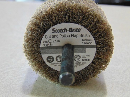 25 Pack 3M Scotch Brite Cut And Polish Flap Brushes 2/"x1/" Aluminum Oxide 80 Grit