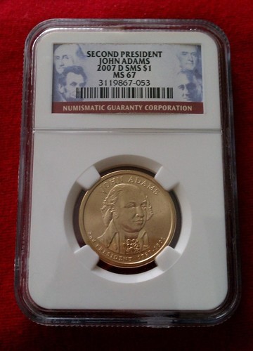 2007-D John Adams $1 NGC MS67 ~Second President~Presidential Dollar