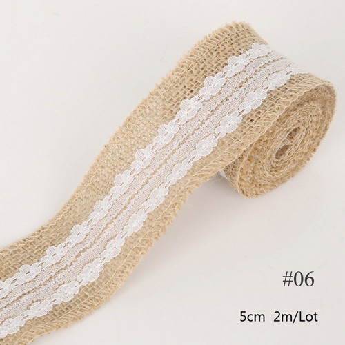 DIY Jute Burlap Natural Hessian Ribbon With Lace Trim Edge Wedding Rustic Tool