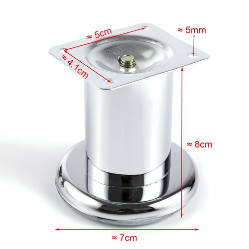 4pcs Pied de meuble Chrome réglable rond Dia 45mm Hauteur 60//80//100//120//150mm