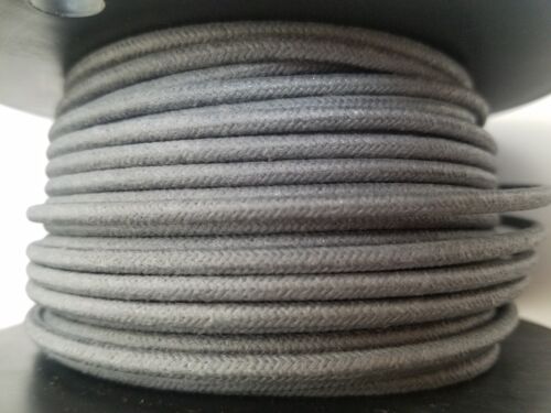 10 feet 14ga Vintage Braided Cloth Covered Primary Wire 14 ga gauge Solid Gray