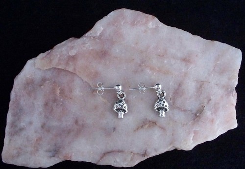 Hongo Tibetano Plata Pendientes con Colgante de Plata 925 hecho a mano