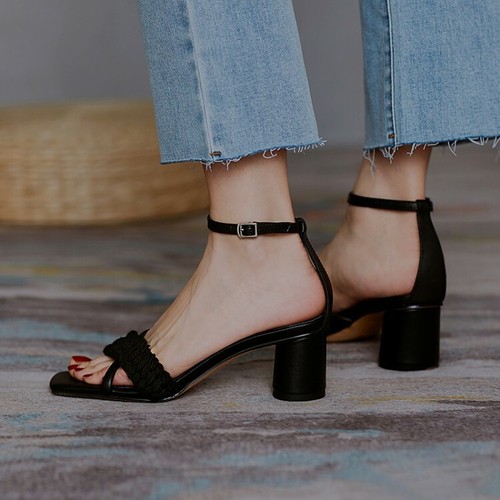 Details about / Womens Trendy Summer Peep Toe Ankle Strap Sandals Pumps Mid Heels Elegant Shoes