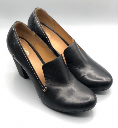 NEW Clarks /"Leosa Sadie/" Ladies Black Leather Heels UK 4.5-5.5 D