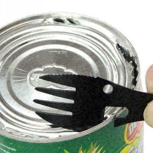 5 in 1 Edelstahl Camping Überleben EDC Werkzeug Gabel Messer Löffel Flasche Z1H5