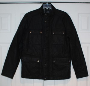 198-J-CREW-New-Full-Zip-JACKET-Mens-MEDIUM-M-Black-Waxed-Cotton-Thinsulate