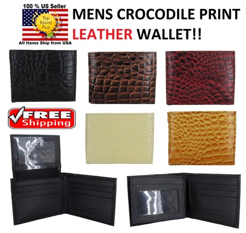MEN CROCODILE ALLIGATOR SKIN GENUINE LEATHER BI FOLD BI-FOLD WALLET CARD HOLDER