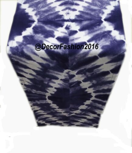 Table Runner Shibori Indigo Dye Tie Dye in Thick Cotton with Customized Size 
