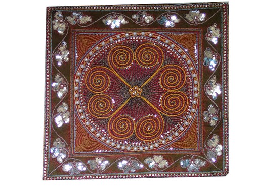 Olive Handmade Embroidered Sequins and Beads Pillow Case Cushion Cover