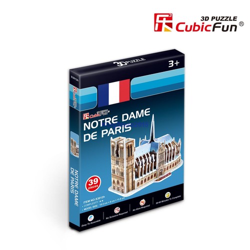 CubicFun 3D Paper Puzzle Model S3012H Notre-Dame de Paris DIY Building Toy 39pcs