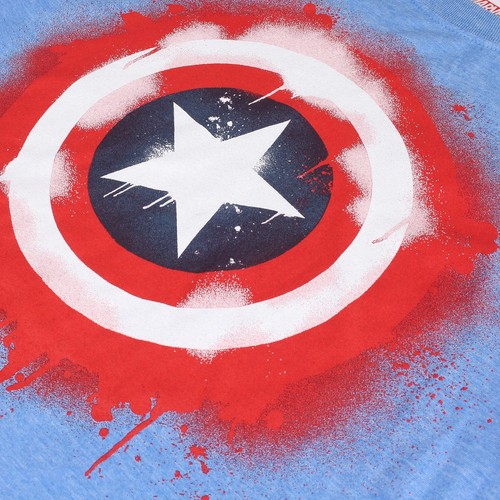 Royal Blue Captain America T-shirt Official Marvel Mens Stencil Shield